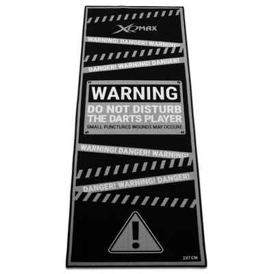 XQMAX Dartmatte Dartteppich Warning Grau/Schwarz Dart-Teppich Turnierabstand, Tunier Dart Matte Teppich Turniermatte Darts