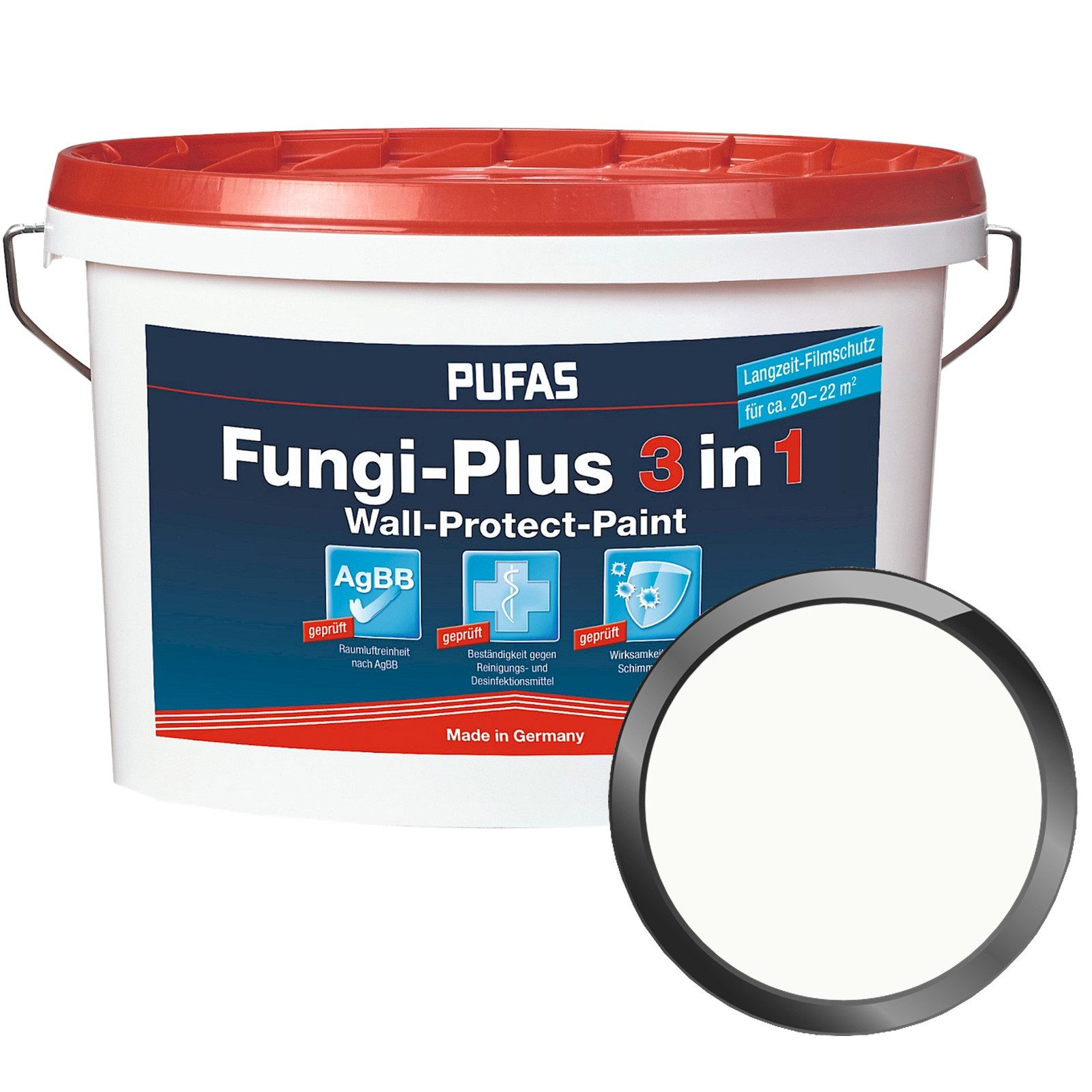 PUFAS Wandfarbe Fungi-Plus 3in1 Wall-Protect-Paint - 12,5 Ltr (Weiss)