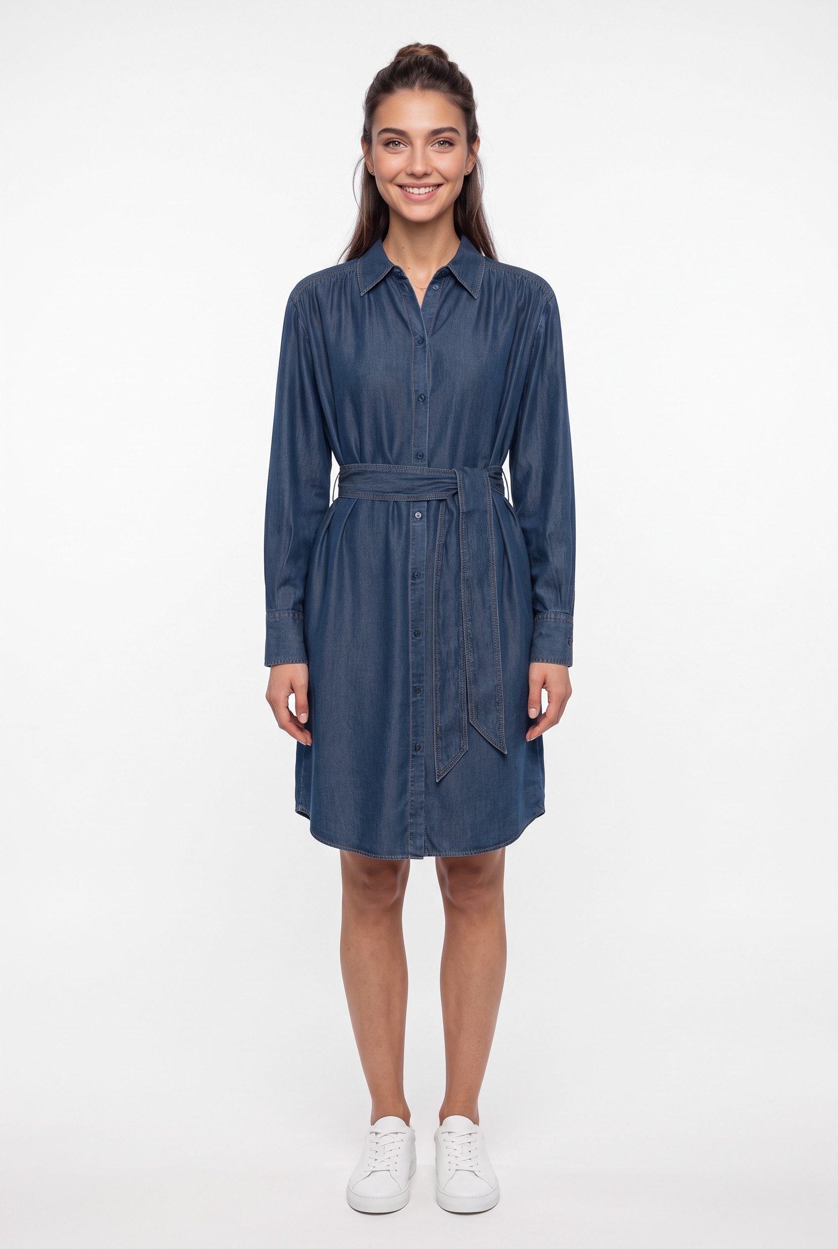 BOSS ORANGE Hemdblusenkleid Delegant Premium Damenmode mit Taillengürtel, Regular Fit