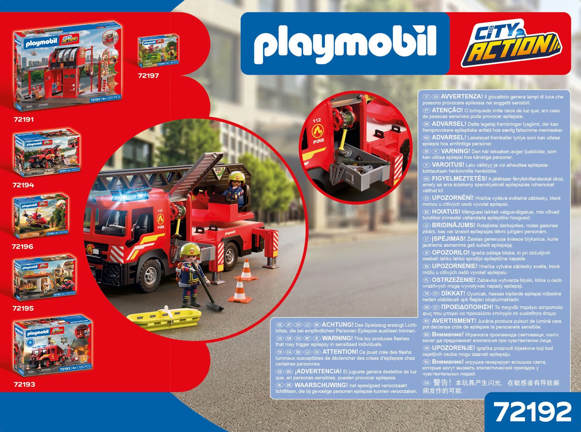 Playmobil® Feuerwehr-Leiterfahrzeug (72192), City Action Konstruktions-Spielset, mit Licht- und Soundeffekten
