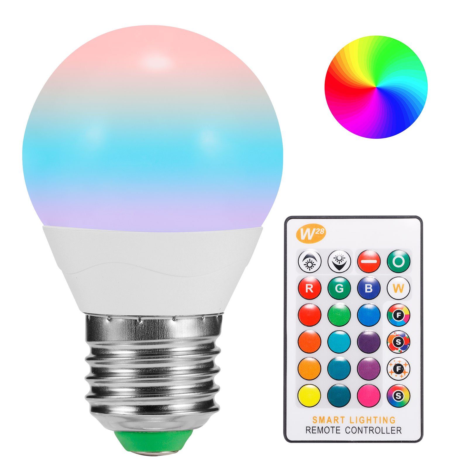 BlingBin LED-Leuchte E27 RGBW LED Birne Glühbirne Fernbedienung Bulb  Farbwechsel Dimmbar