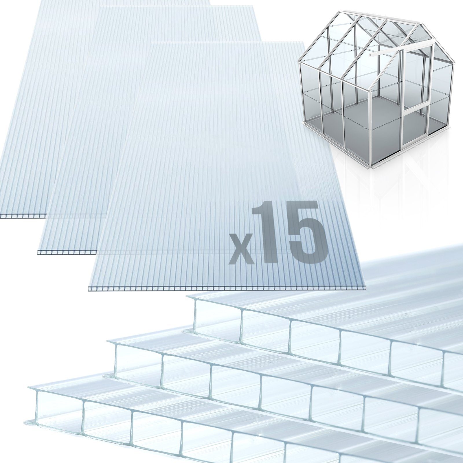 Jago Gewächshaus »Polycarbonat Hohlkammerstegplatten 15 Stk., 4mm