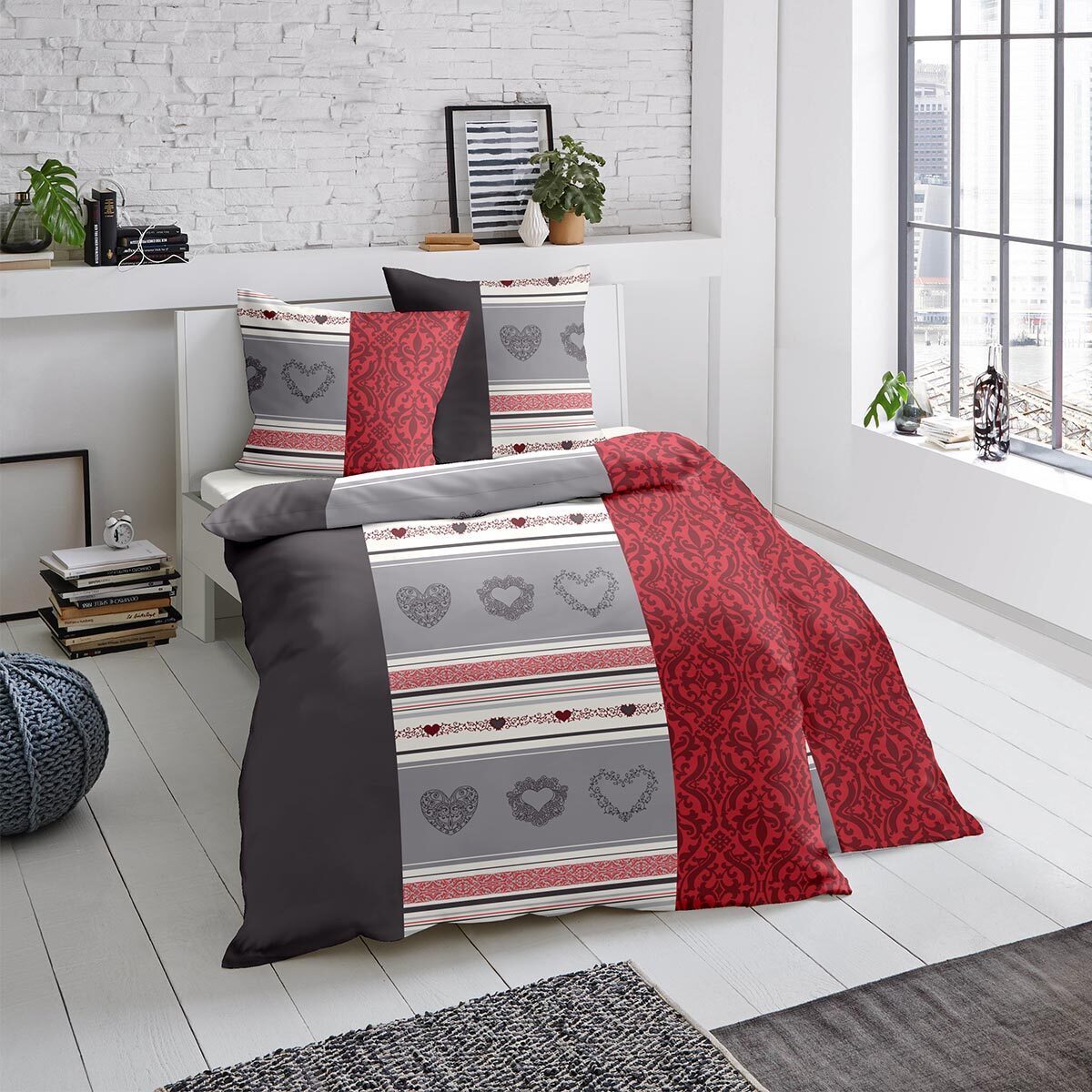 TRAUMSCHLAF Bettwäsche Herzen, Biber, 2 teilig, Biberbettwäsche weich und k günstig online kaufen