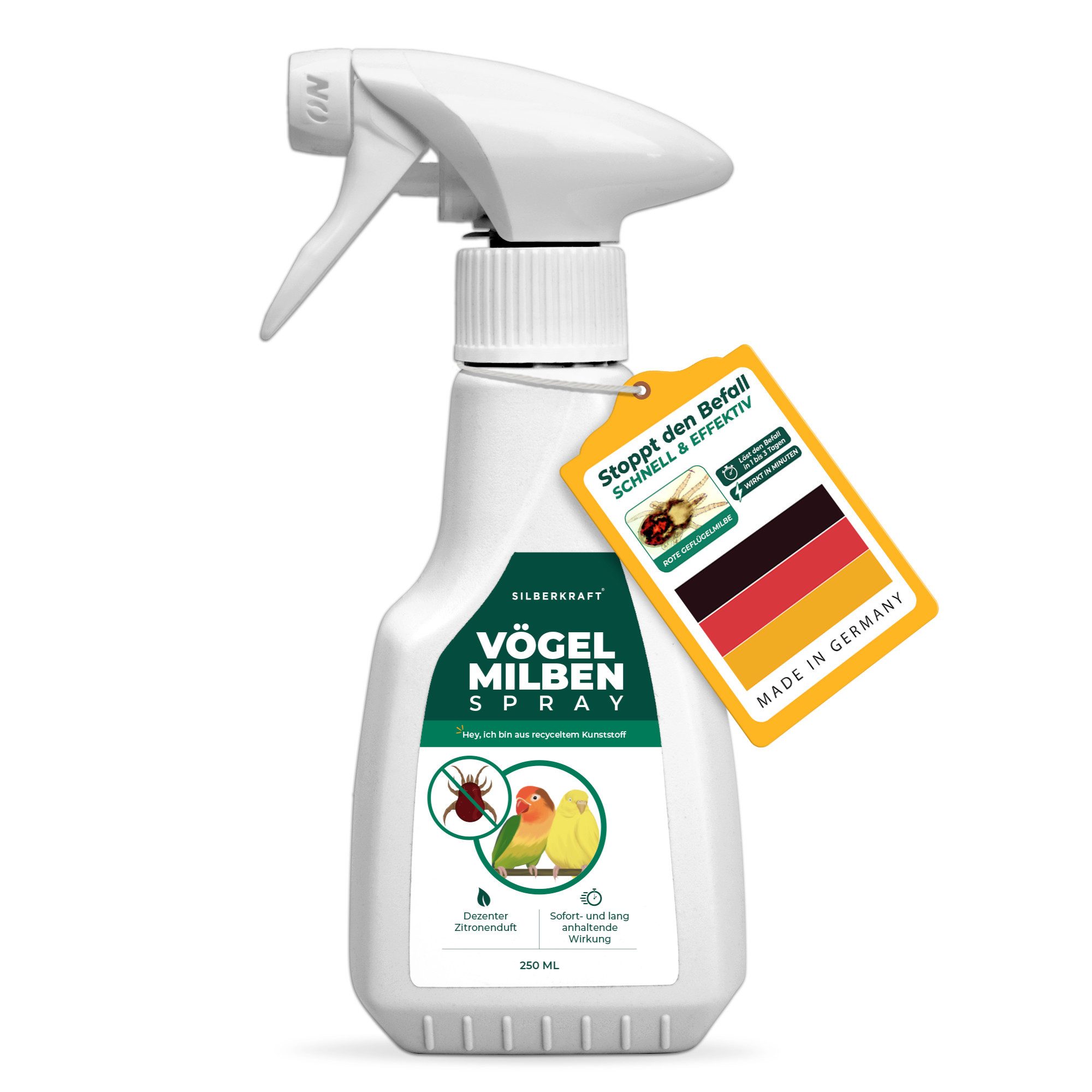 Silberkraft Insektenspray Silberkraft Milbenspray, Milbenschutz für Ziervögel & Geflügel, 250 ml, 1-St., Effektiver Schutz vor Milben & Parasiten, Repellierende Wirkung