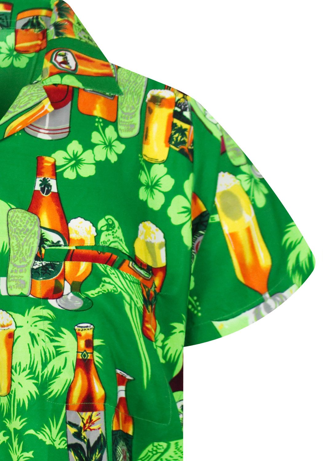 King Kameha Hawaiihemd Beerbottle Funky Hawaii-Hemd Herren Kurzarm Front-Tasche Stylish