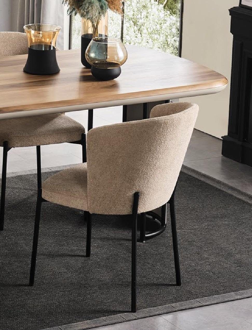 JVmoebel Stuhl Stuhl Modern Holz Polster Esszimmer Stühle Textil Farbe Beige 1 Sitzer | Stühle