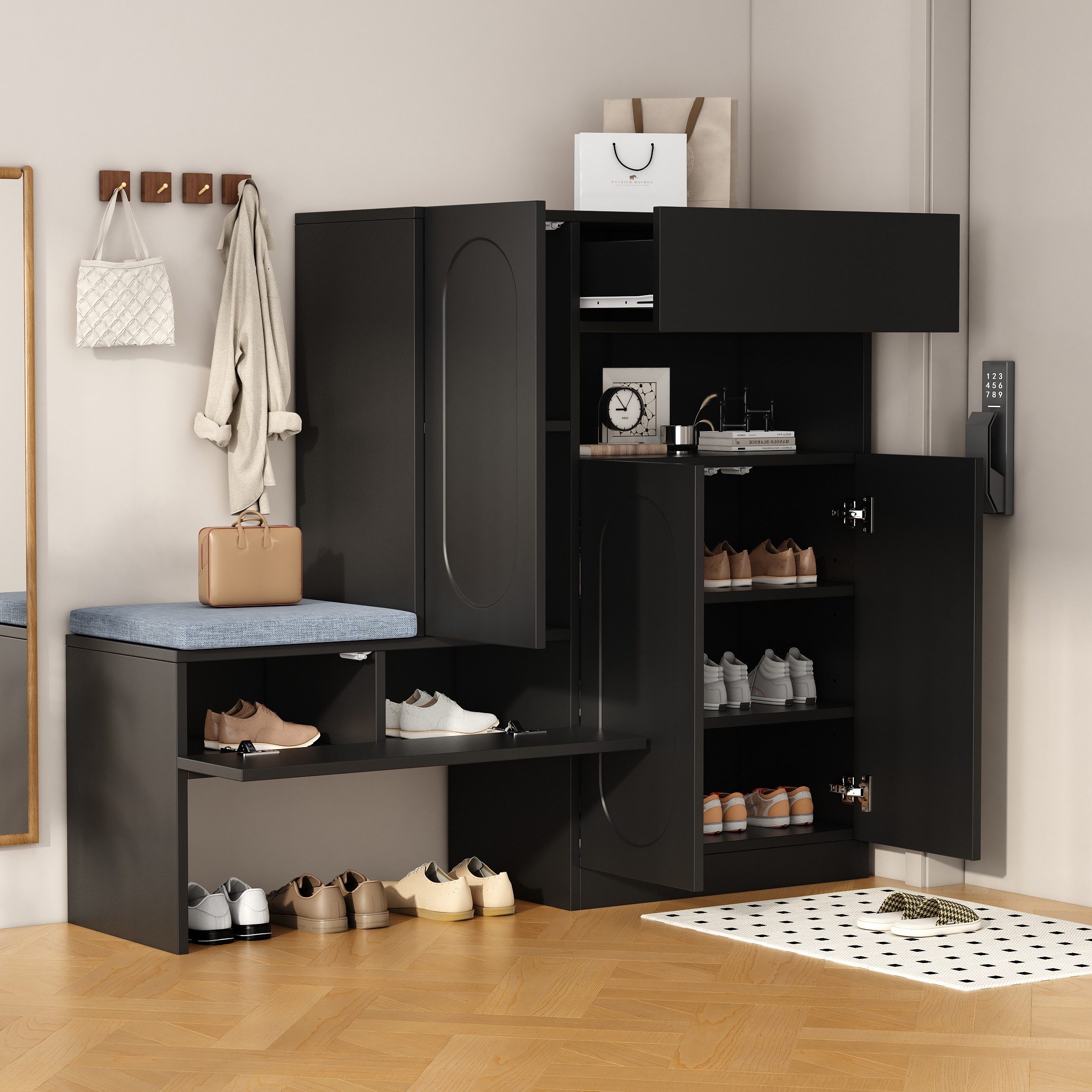 Schuhschrank mit Sitzbank Schuhkommode Schuhbank mit Klapptür,Schuhkipper