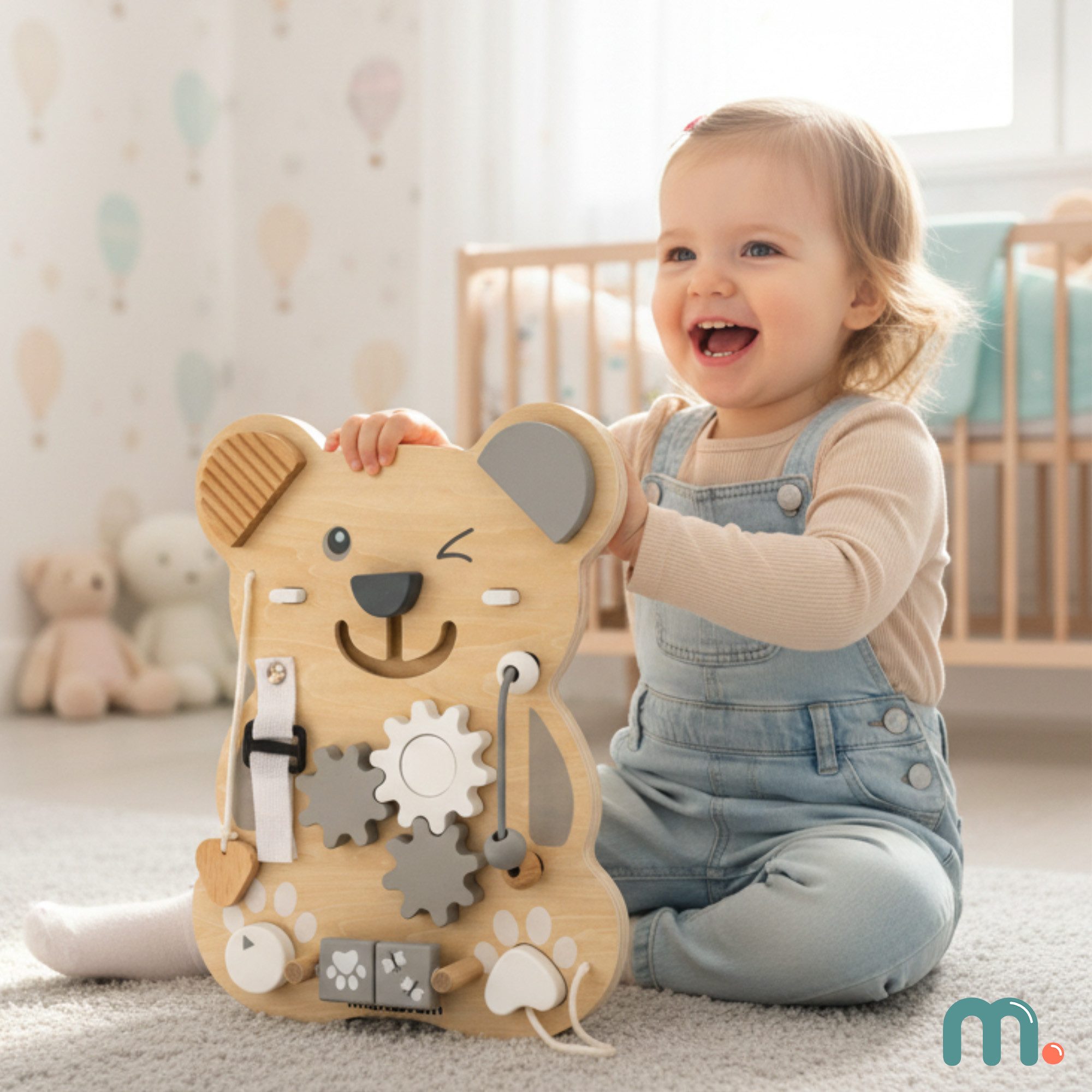Mamabrum Motorikbrett Mamabrum Montessori Busy Board Holz 10in1 Lernspielzeug
