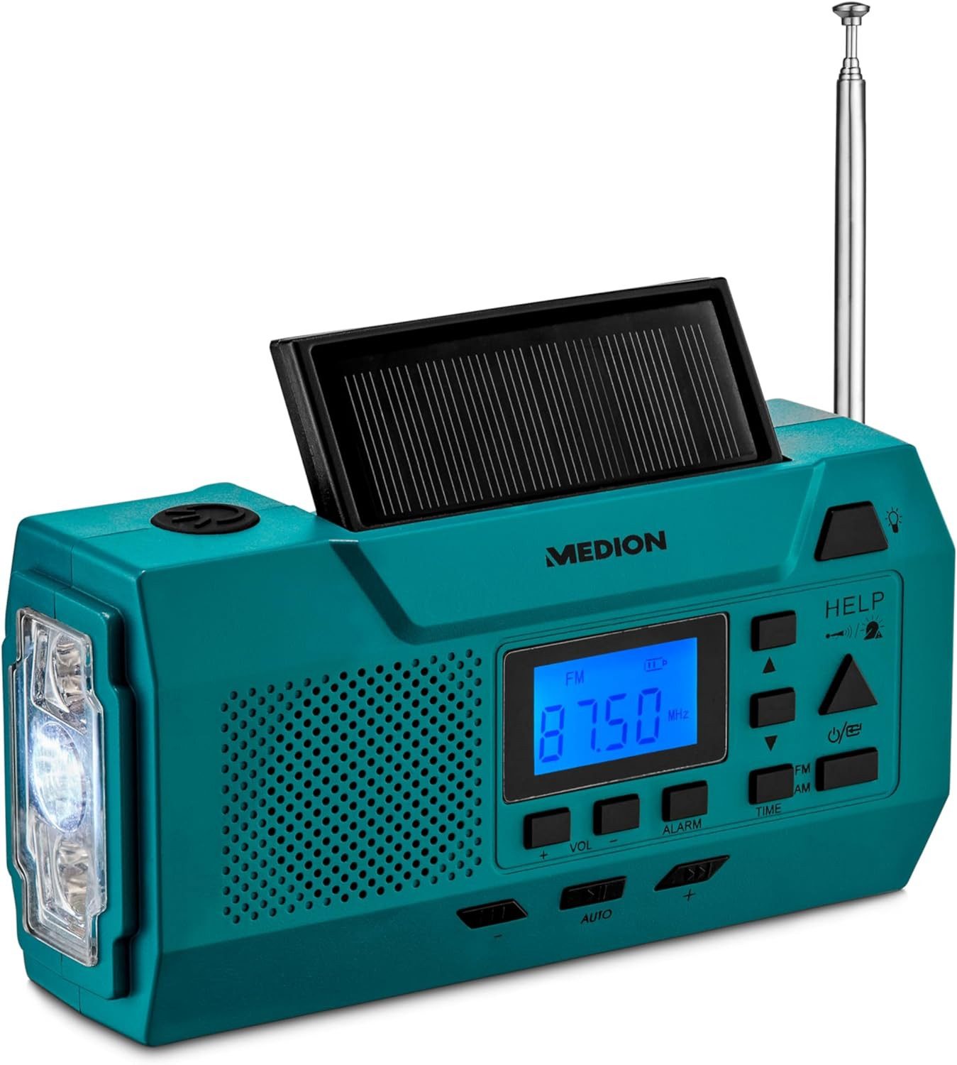 Medion® MEDION LIFE MD44806 E66806 Dynamo-Kurbelradio UKW Solarpanel Batterie Radio (AM/FM Radio mit je 30 Senderspeicher)