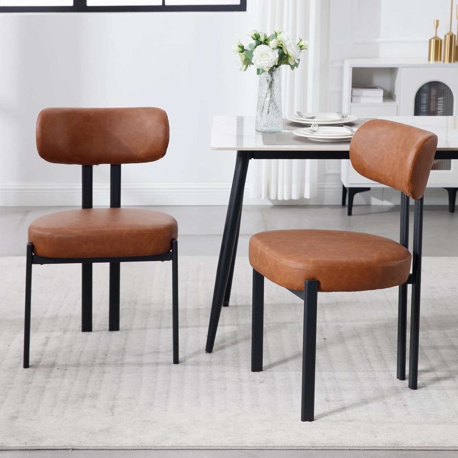 CHAIRUS Esszimmerstuhl 2er Set, Round Boucle Stühle mit Metallbeinen, Schwarz (2 St)