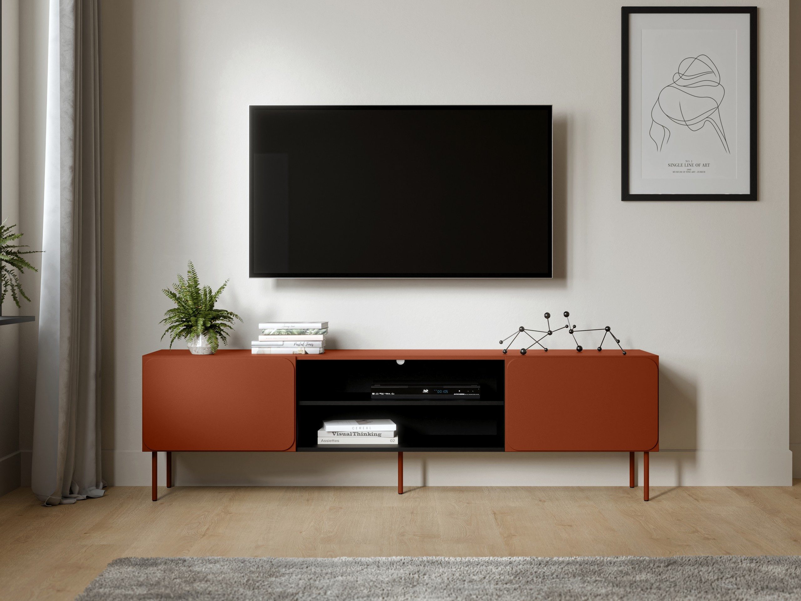 MIRJAN24 TV-Schrank Rafael 200 EF (mit zwei Drehtüren) Push to open, 200x58x40 cm