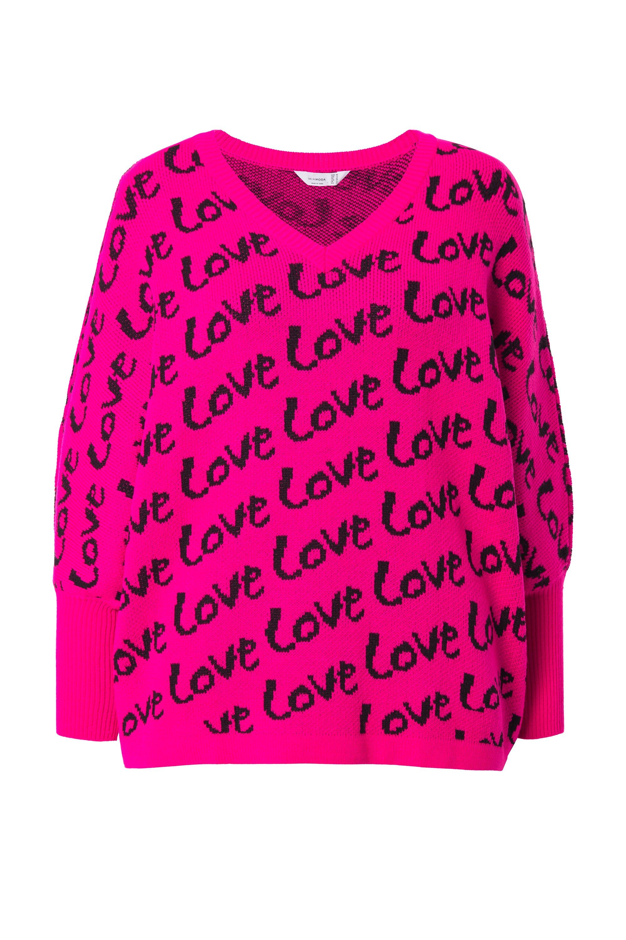 MIAMODA Strickpullover Pullover Poncho-Form LOVE-Schriftzüge günstig online kaufen