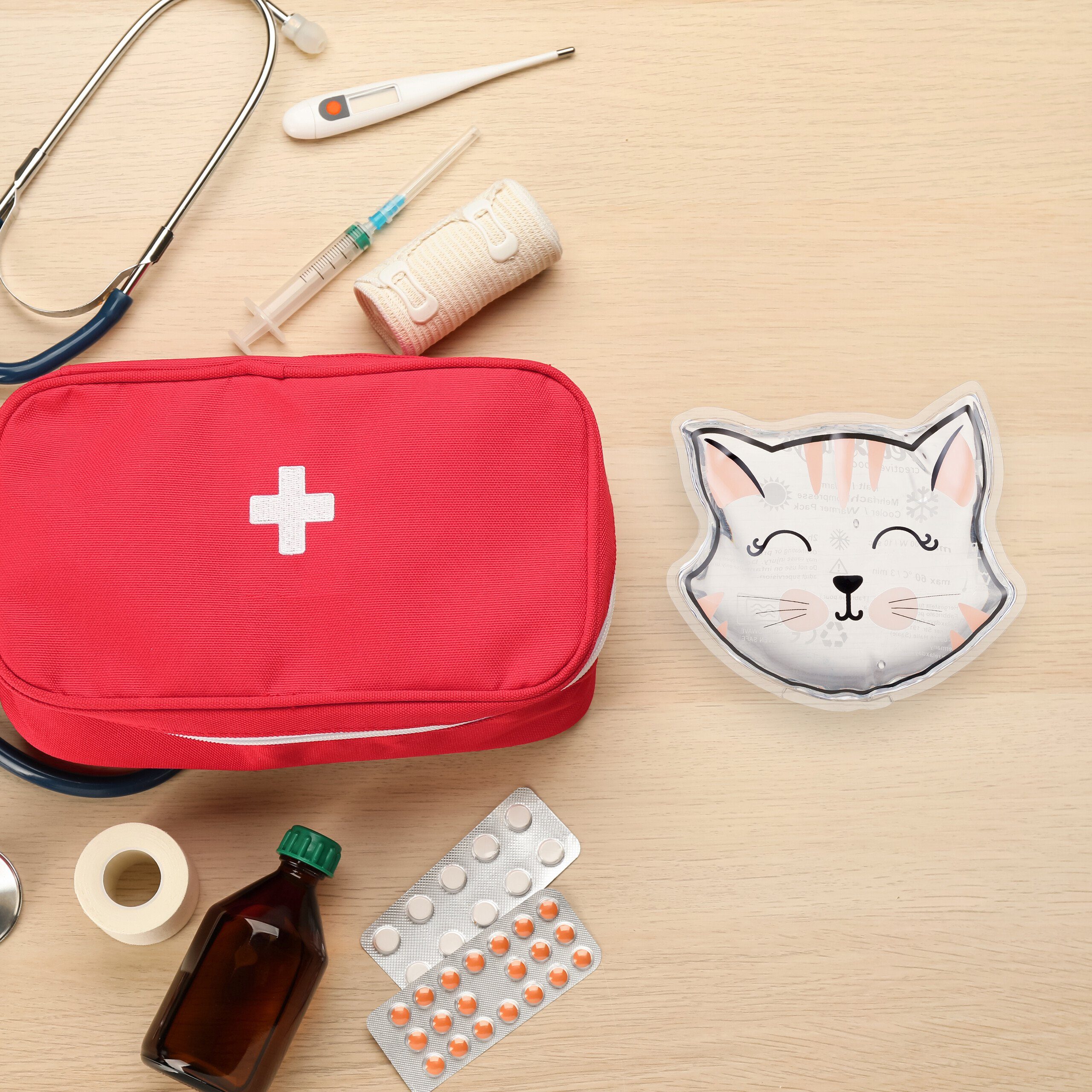 relaxdays Kühlpad Kühlpads Kinder 4er Set, Katze