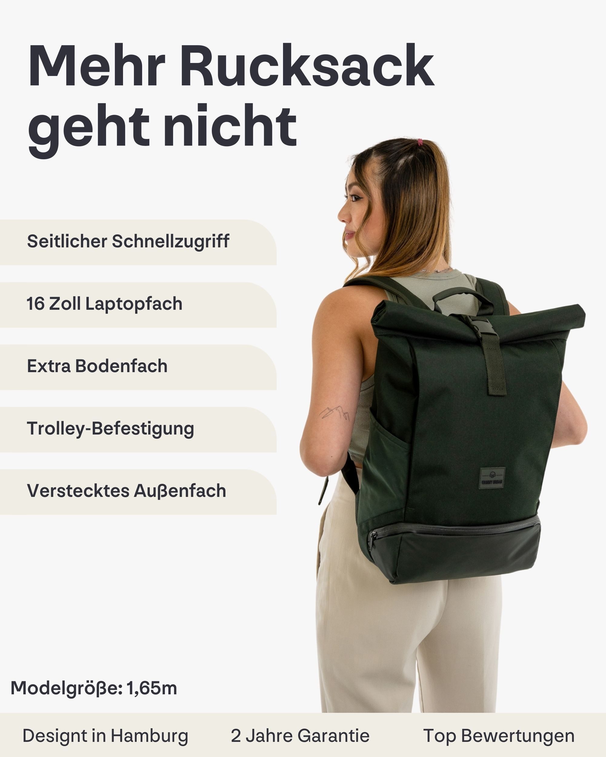 Johnny Urban Cityrucksack Allen Medium Rolltop mit Laptopfach (1-tlg), Wass günstig online kaufen