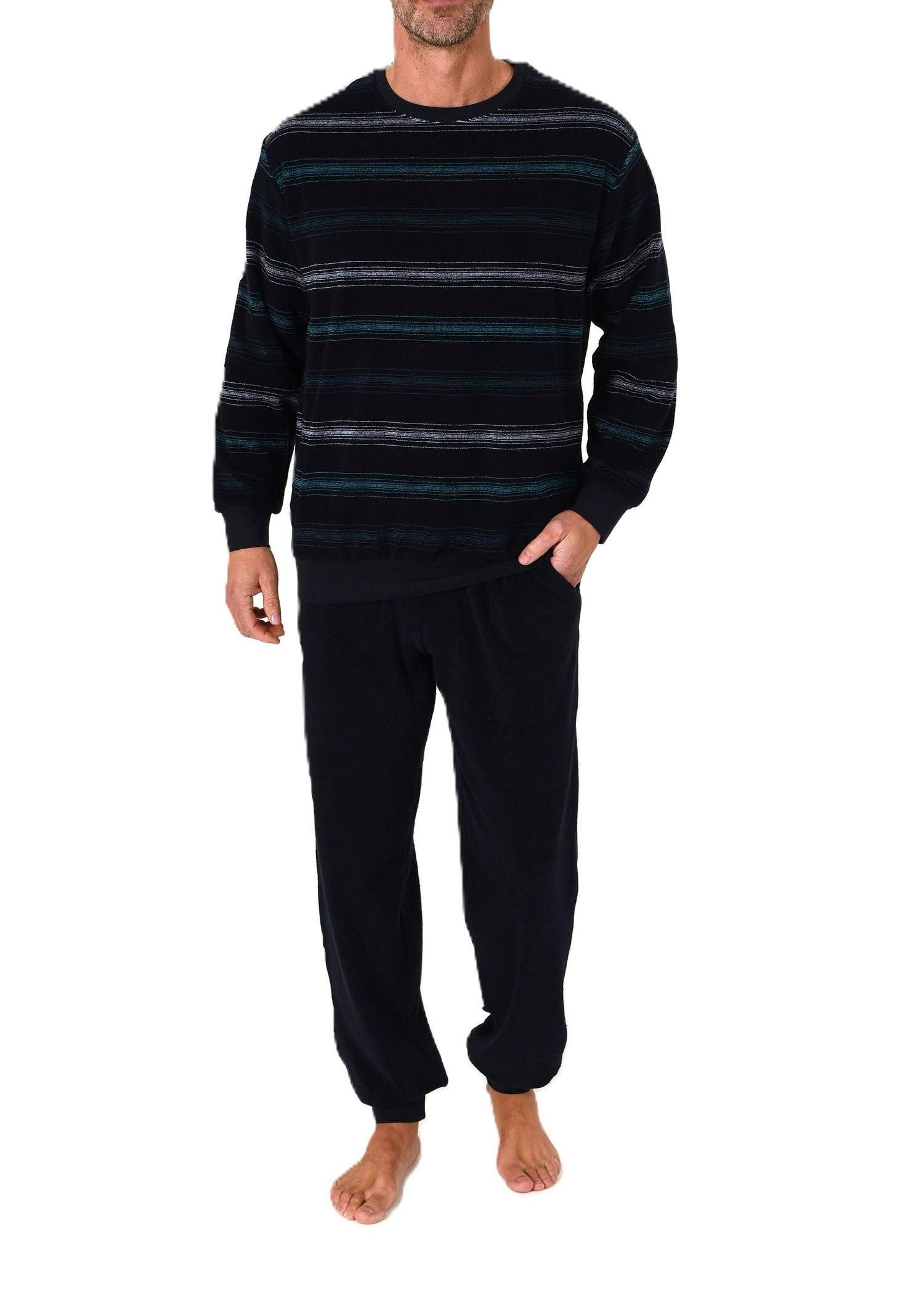 Pyjama Normann Herren Frottee Schlafanzug Streifenlook – auch in Übergrößen