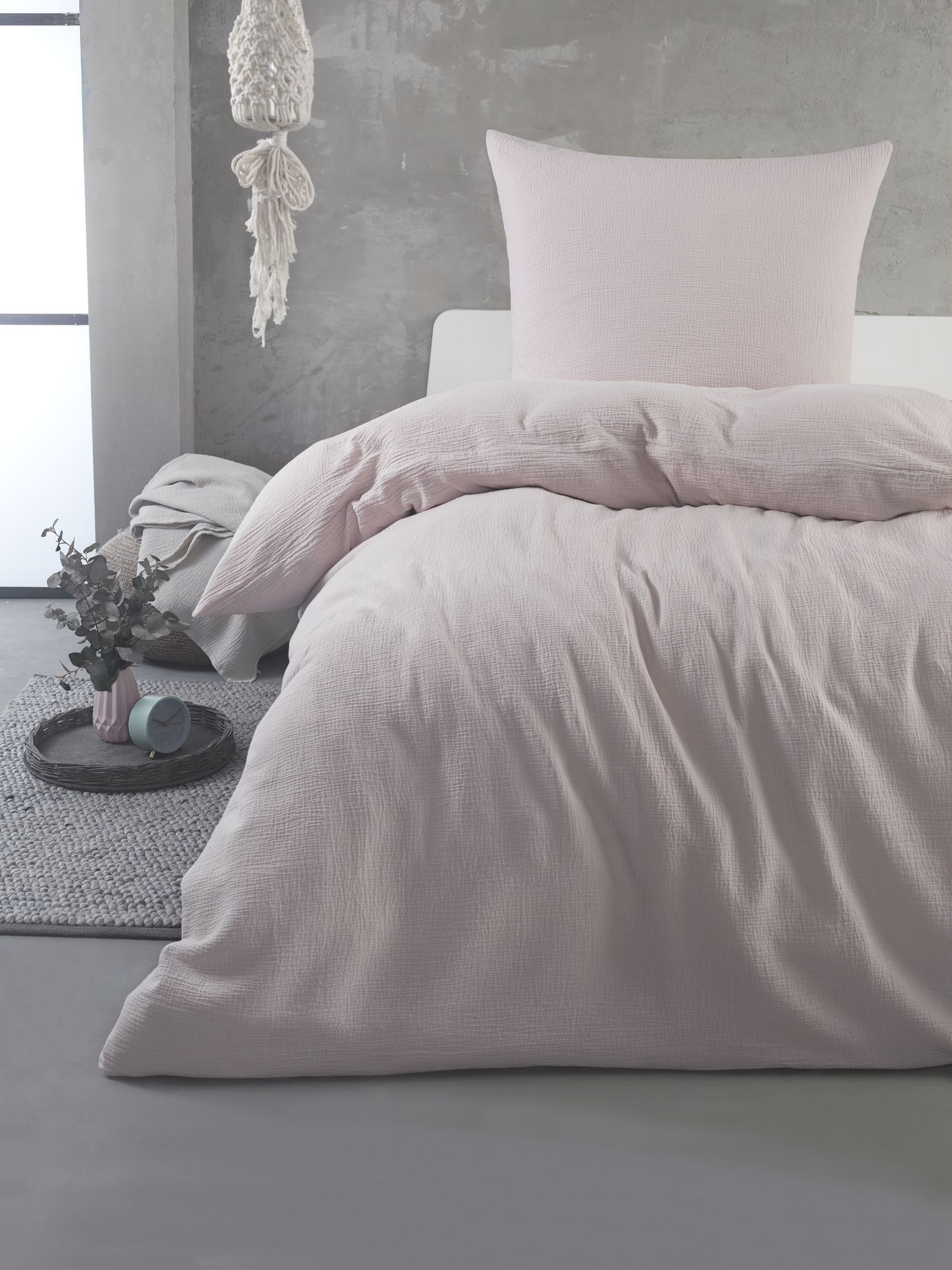 pure hug Bettwäsche Set Musselin 135x200 Design Zartrose Baumwolle, Musseli günstig online kaufen