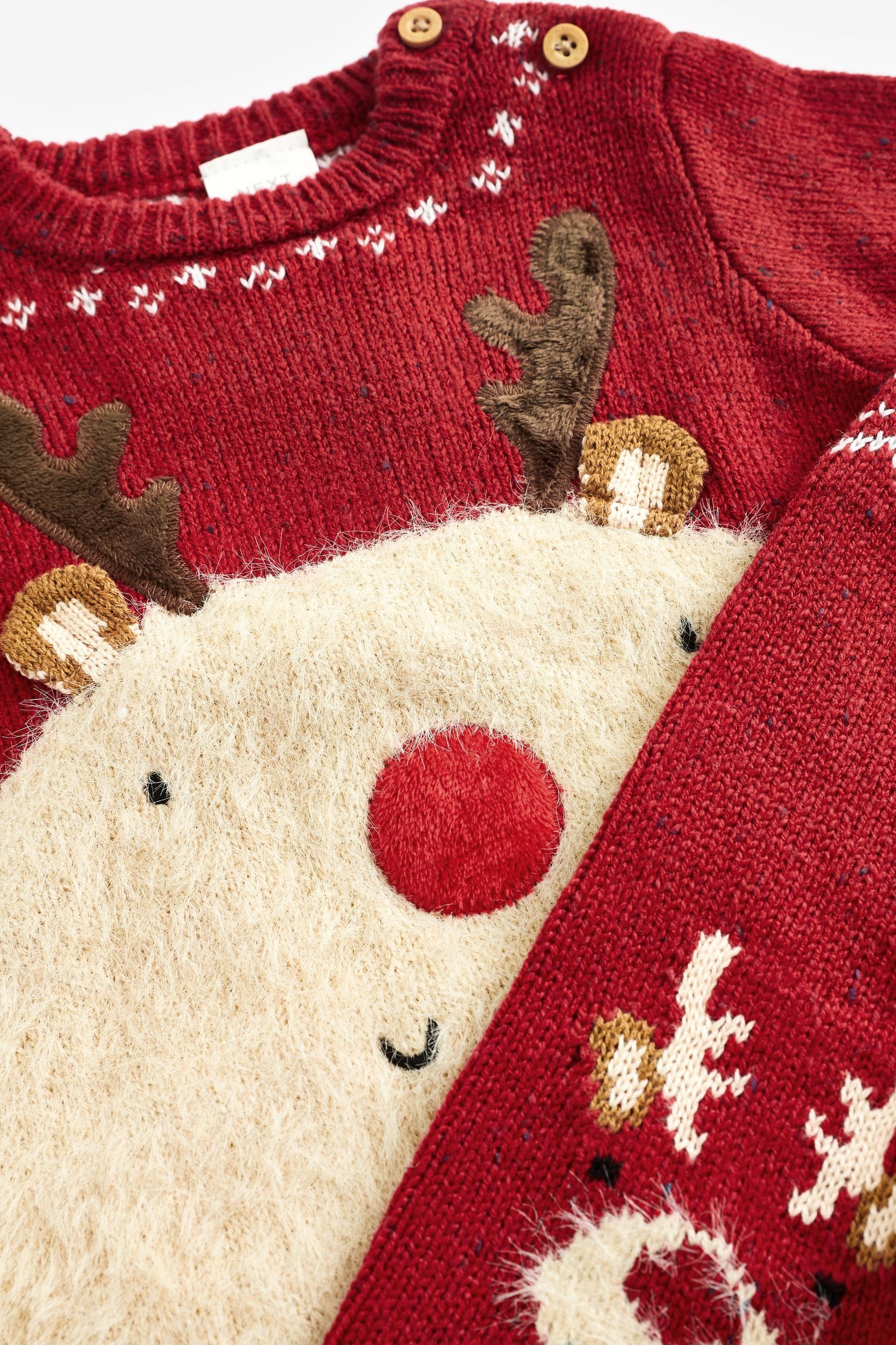 Baby-Strickset und Pullover mit Next Reindeer (2-tlg) Red Leggings Rundhalspullover