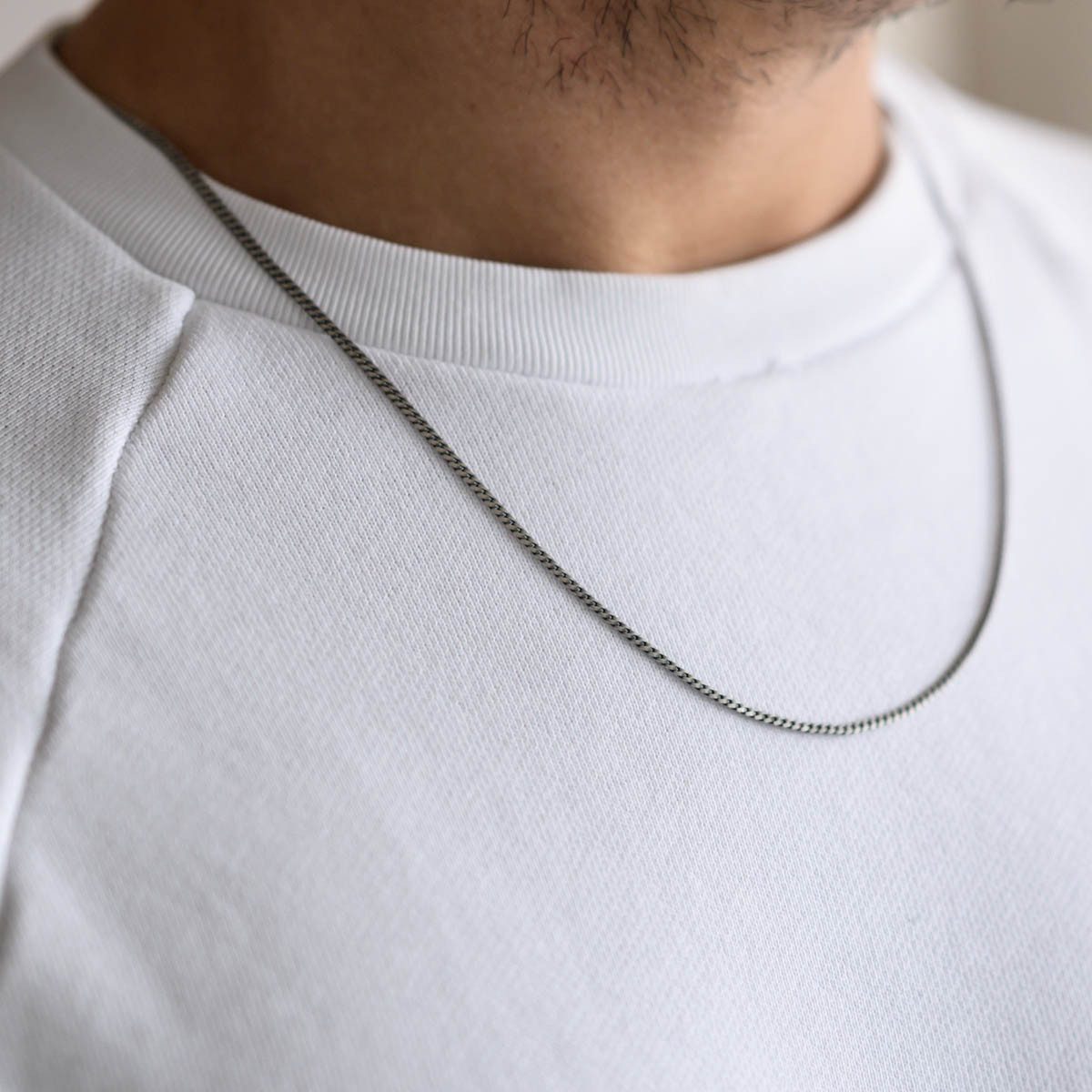 Materia Silberkette Herren Silber Panzerkette flach 2mm antik K16, 925 Sterling Silber, geschwärzt