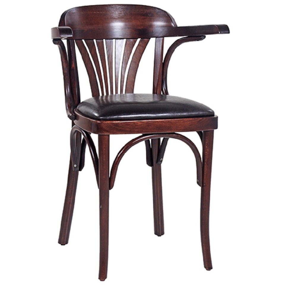 pemora Holzstuhl Bugholzstuhl mit Armlehnen CLASSICO S44P in nussbaum dunkel, Gestell aus Buche massiv Antiklook dunkelbraun | Stühle