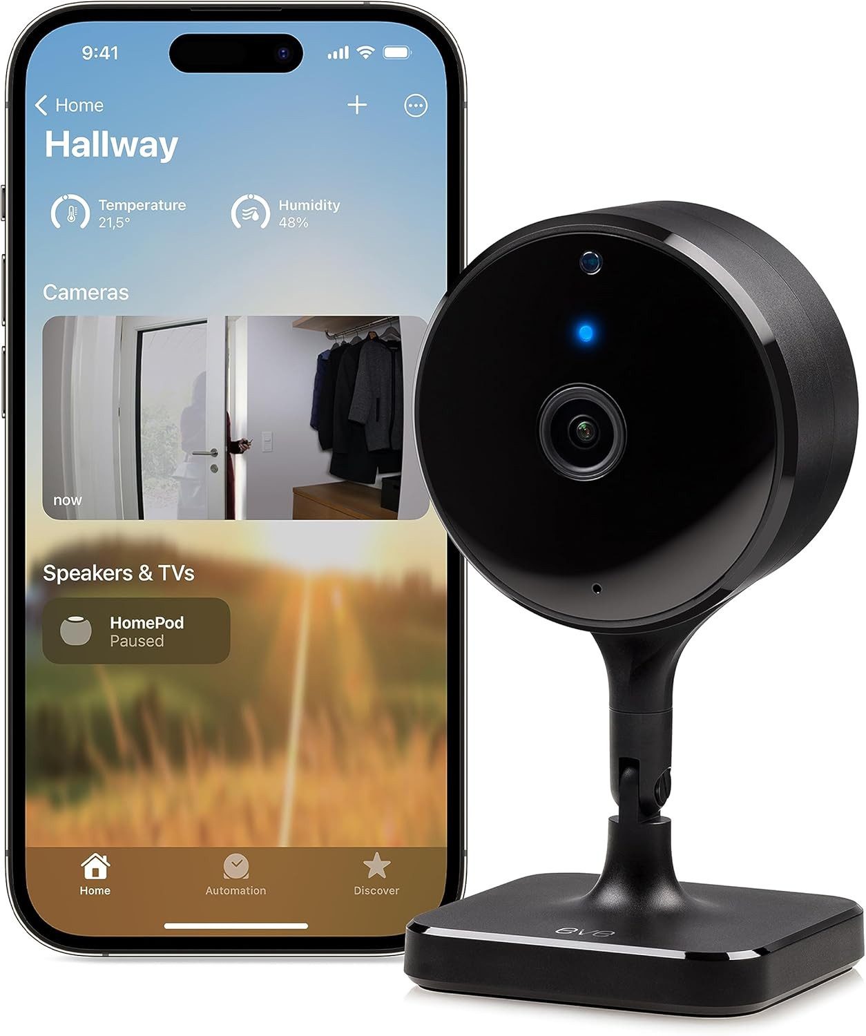 EVE Smart Home Kamera Eve Cam-Smarte Innenkamera (WLAN-Netzwerk (2,4/5 GHz, 802.11a/b/g/n)