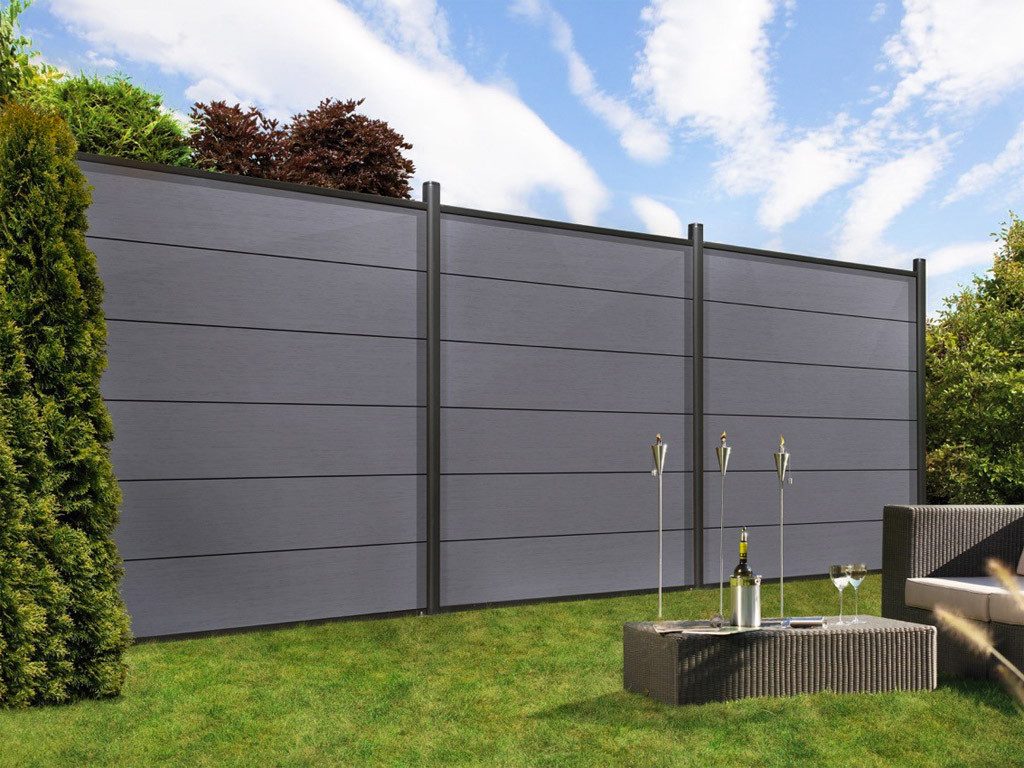 TraumGarten Sichtschutzelement WPC Sichtschutzzaun Anthrazit 183x178 cm - für Steckzaun