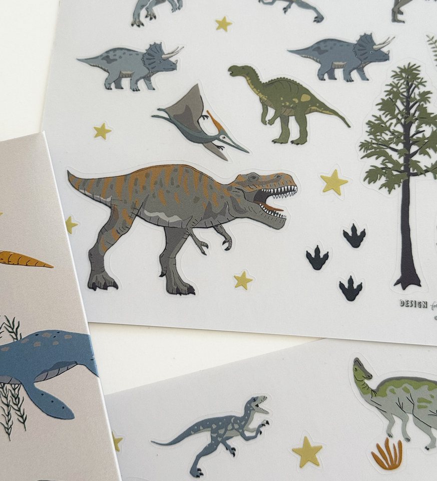 Thumbnail - Designforlittleones Sticker Dinosaurier, großes Sticker-Set mit 90 Figuren!, transparent permanent