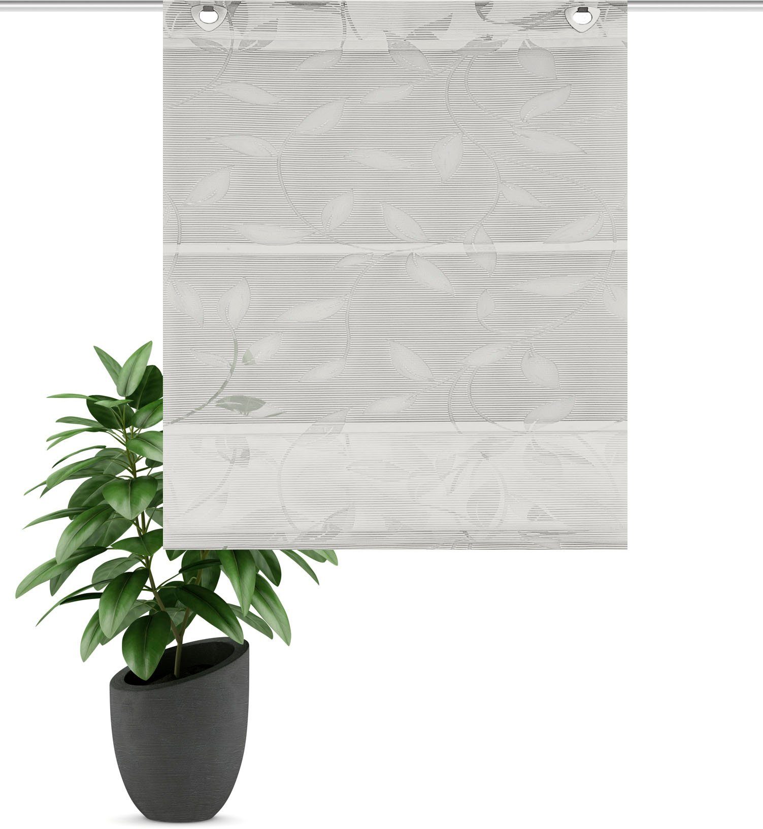 HOME WOHNIDEEN Raffrollo RANA, mit Ösen, ohne Bohren, freihängend, Magnetrollo RANA mit Ausbrenner-Motiv