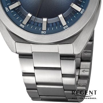 Regent Quarzuhr Regent Herren Armbanduhr Analog, Herren Armbanduhr rund, extra groß (ca. 41,5mm), Metallarmband