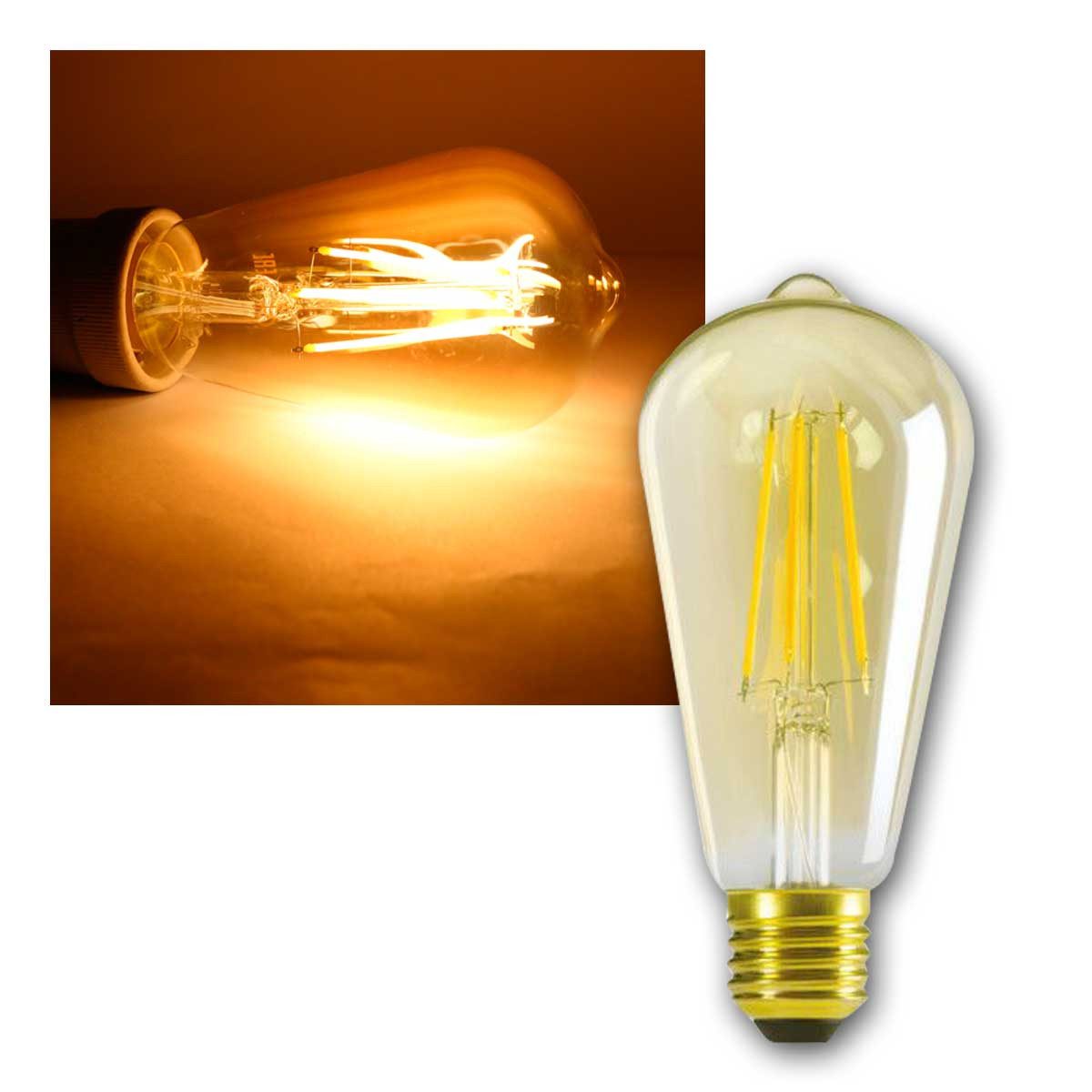 Kanlux LED Dekolicht E27 Retro Birne ST64 Filament LED goldenweiß 725lm, warmweiß