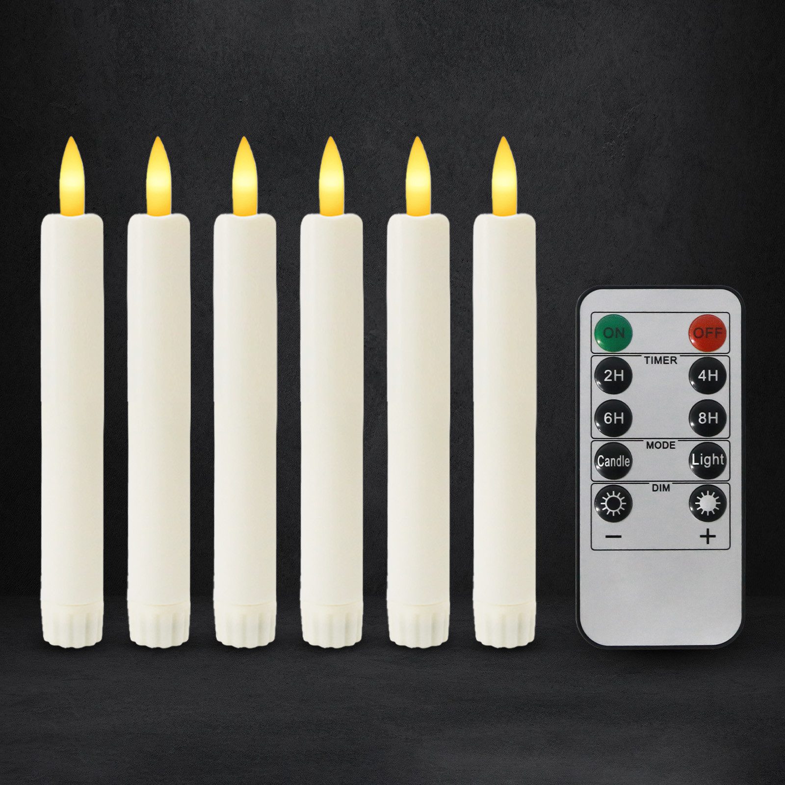 kisidus LED-Kerze LED Weihnachten Kerzen mit Fernbedienung (Flammenlose Tafelkerzen mit Timerfunktion, 12-tlg., 3D Docht), LED Kerzen Perfect für Weihnachten, Streifenmuster, Warmweiß
