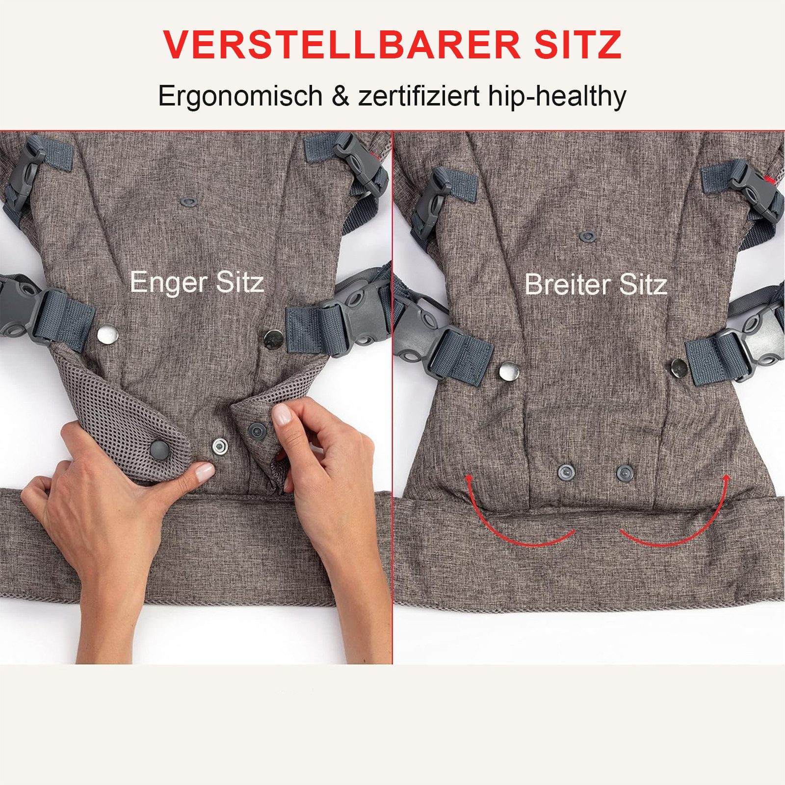 HAUSS SPOLE Bauchtrage Neugeborene mit Schultern Babytragetuch Babytrage Einstellbar (Ergonomische atmungsaktive und vielseitig verstellbare Tragehilfe, 1-tlg., gemütlich leichtgewichtig 4 Trageoptionen verstellbarer Sitz), für Neugeborene und Kleinkinder (3–36 Monate)