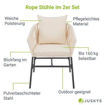 Juskys Gartenstuhl, wetterfest, bis zu 160 kg belastbar, inkl. Sitz und Rückenkissen