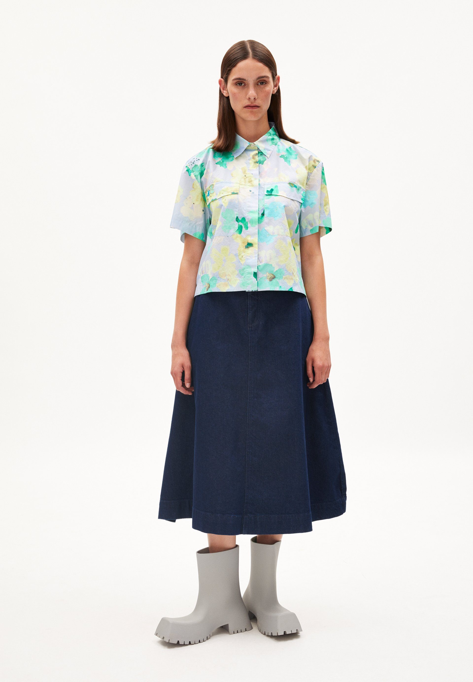 Armedangels Hemdbluse ELIANAA AQUA FLORAL (1-tlg) Relaxed Fit