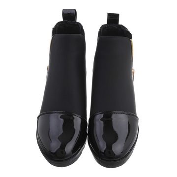 Ital-Design Damen Chelsea Elegant Stiefelette Flach Chelsea Boots in Schwarz