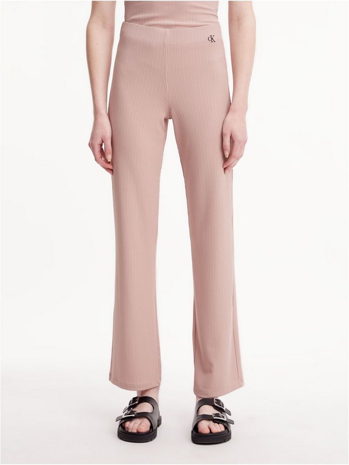 Calvin Klein Jeans Jogginghose SHINY RIB WIDE LEG PANTS mit Calvin Klein Stickerei auf Hüfthöhe › braun  - Onlineshop OTTO