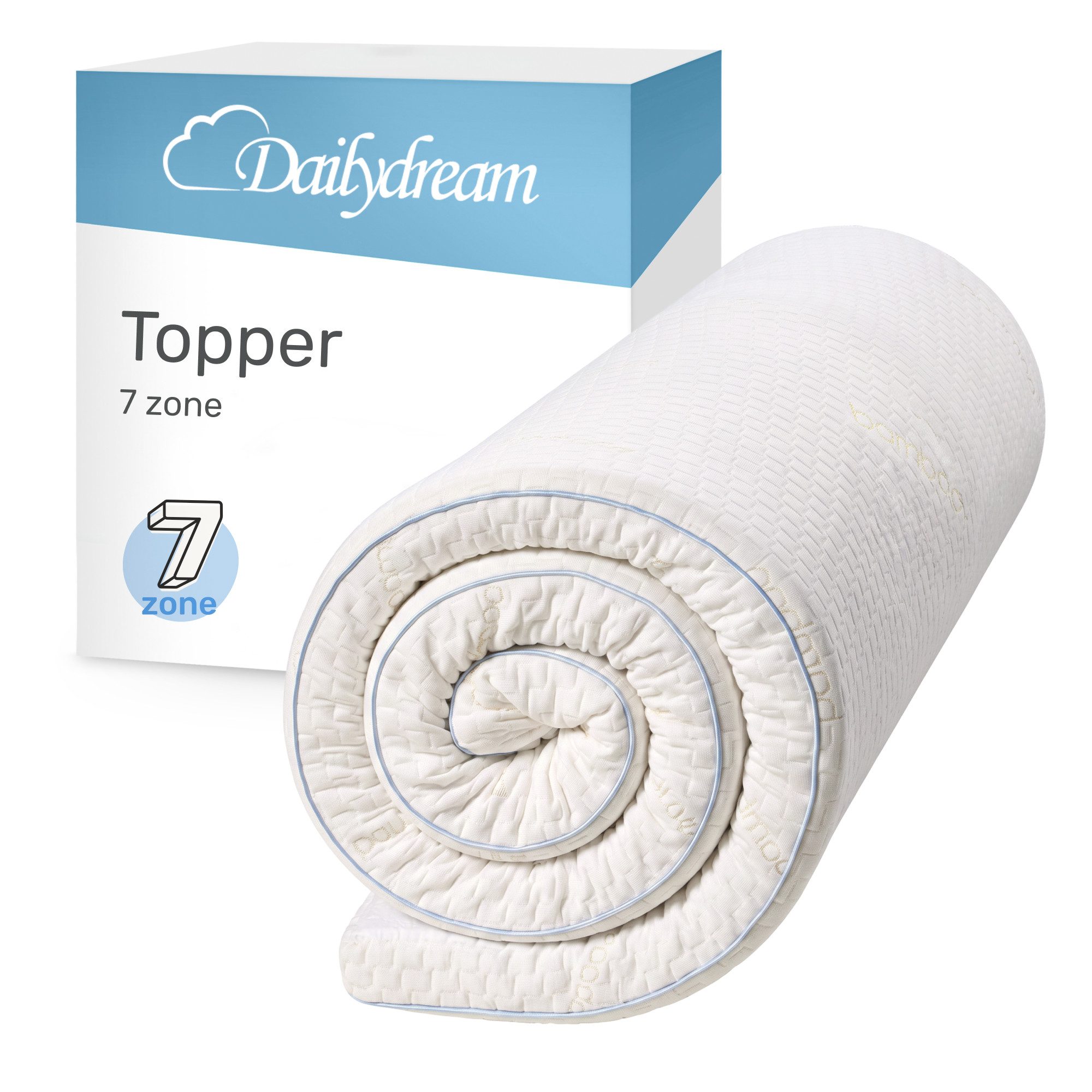 Dailydream, Topper, Kaltschaum, H3/4, Harter Topper, mit 7-Zonen Kern schafft hohen Liegekomfort