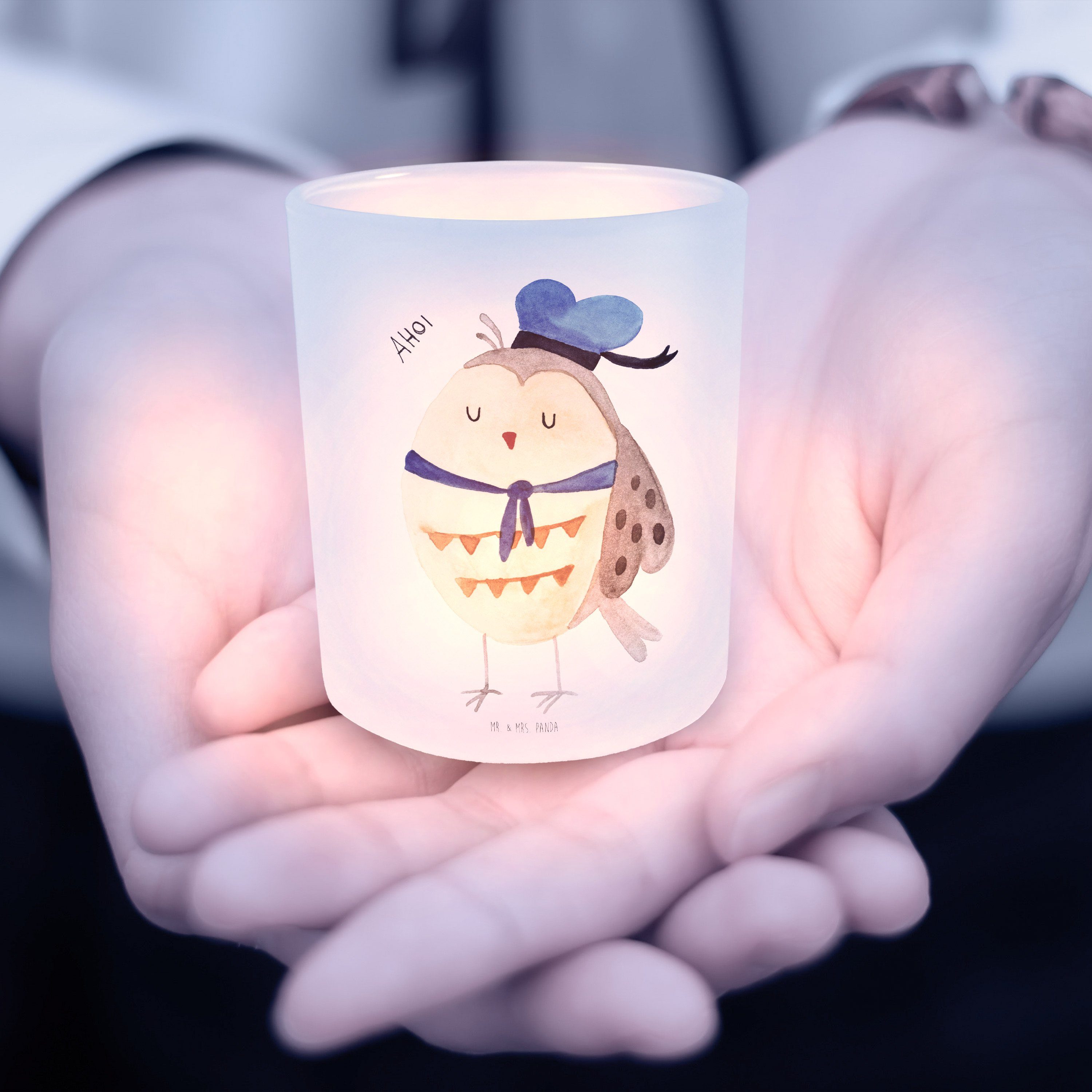 Mr. & Mrs. Windlicht Owl, Matrosen Kapitän, Eule T Transparent Panda St) Teelichtglas, Geschenk, - - (1