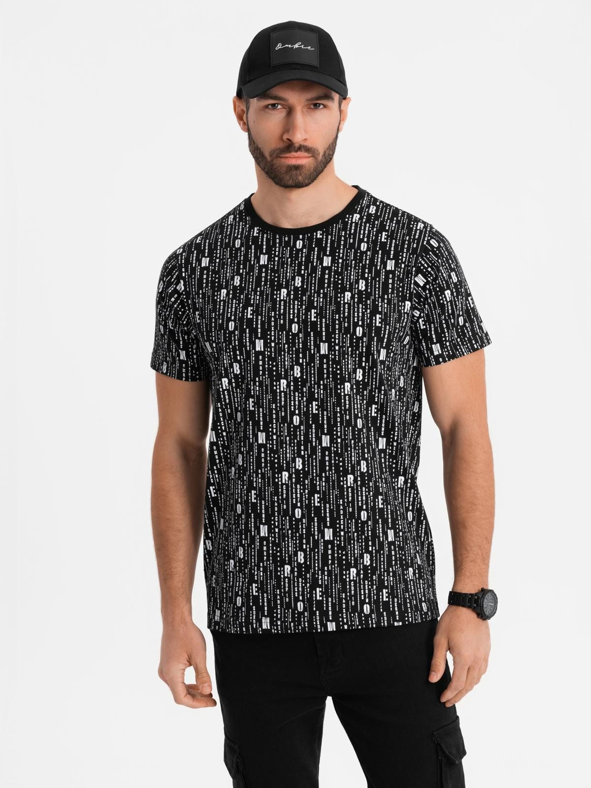 OMBRE Print-Shirt Bedrucktes Baumwoll-T-Shirt mit Rundhalsausschnitt -