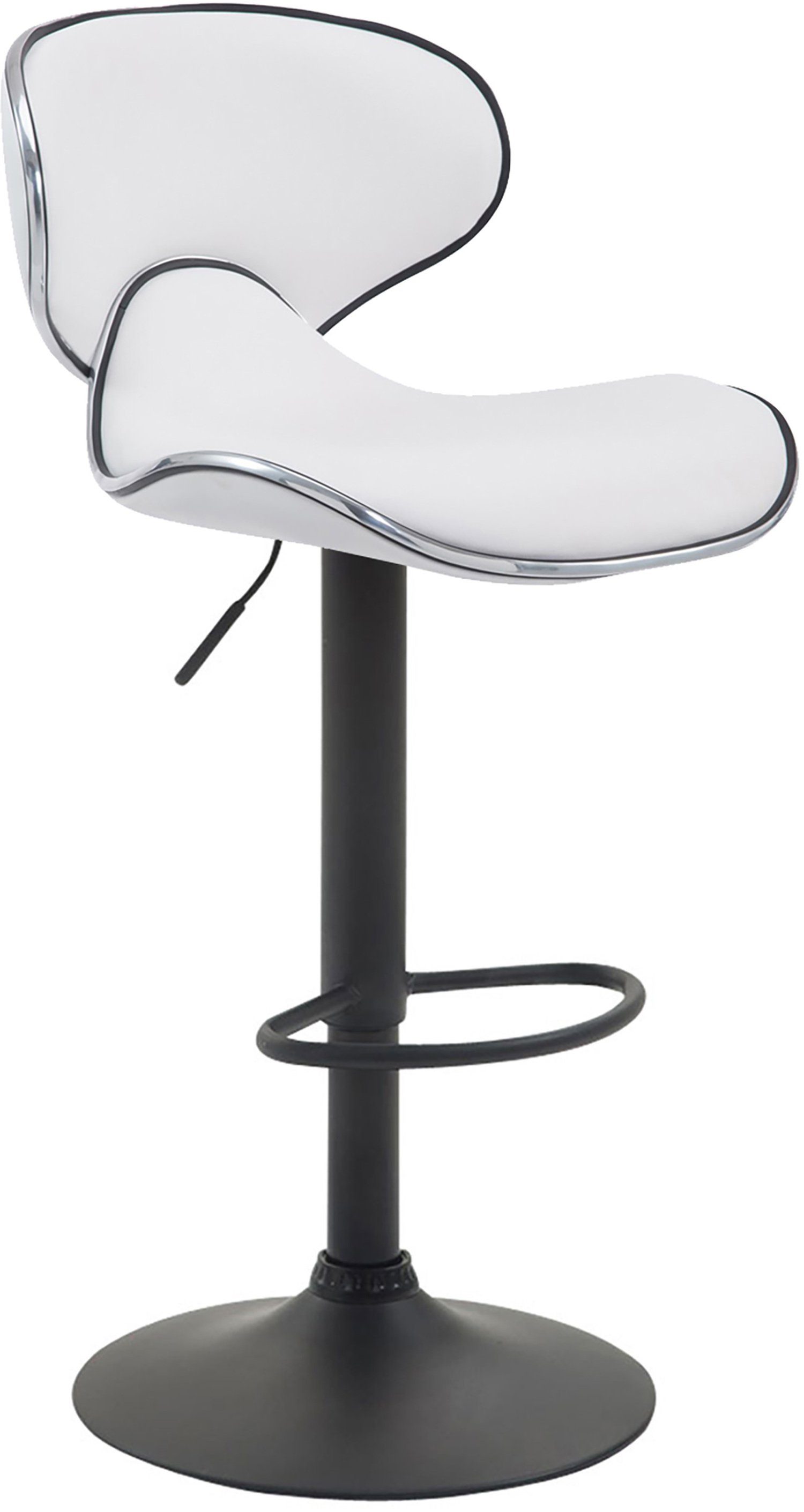 Gestell: Las-Palmas Küche), Sitzfläche: Weiß für Theke höhenverstellbar - - TPFLiving Metall (mit Rückenlehne Hocker Barhocker hoher 360° & - schwarz Kunstleder - drehbar