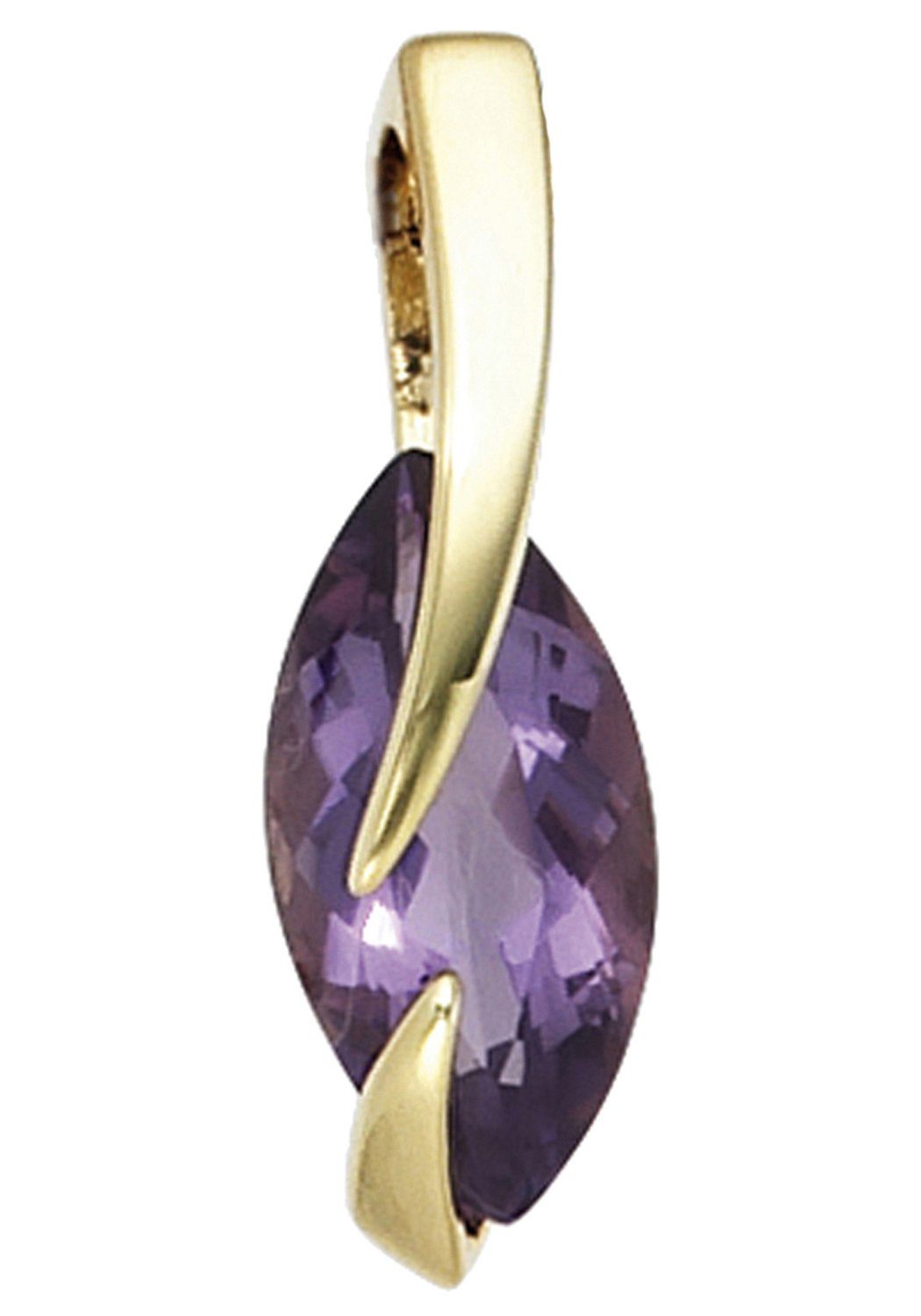JOBO Kettenanhänger Anhänger mit Amethyst 19 mm, 14 Karat 585 Gold