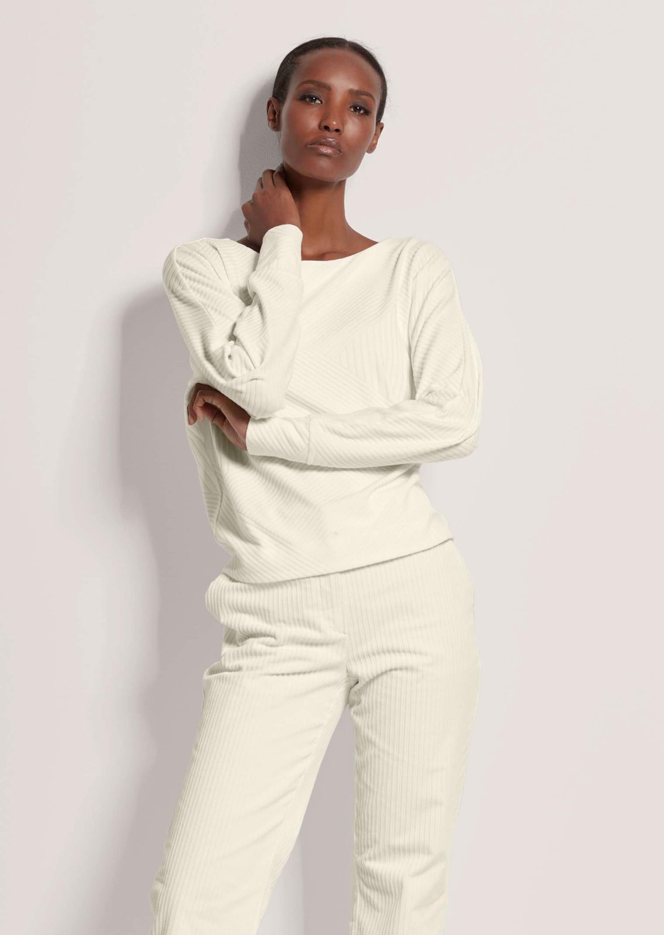 MADELEINE Langarmshirt Shirt mit Fledermausärmeln und Struktur Langarmshirt günstig online kaufen