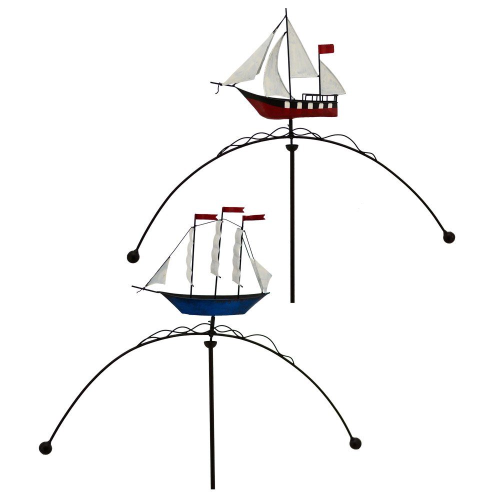 matches21 HOME & HOBBY Gartenstecker Windspiel Segelboot ODER Segelschiff Metall 140 cm (1-St) Widerstandsfähig & witterungsbeständig, jedoch nicht frostsicher!