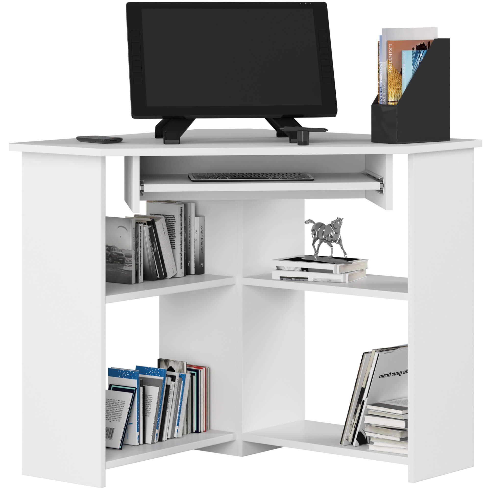 Raumhirsch Furniture Schreibtisch 80 cm Breite - Computertisch 68 - stabil - optimale Arbeitsfläche, Stilvoller Eckarbeitstisch mit viel Stauraum – Laminatoberfläche