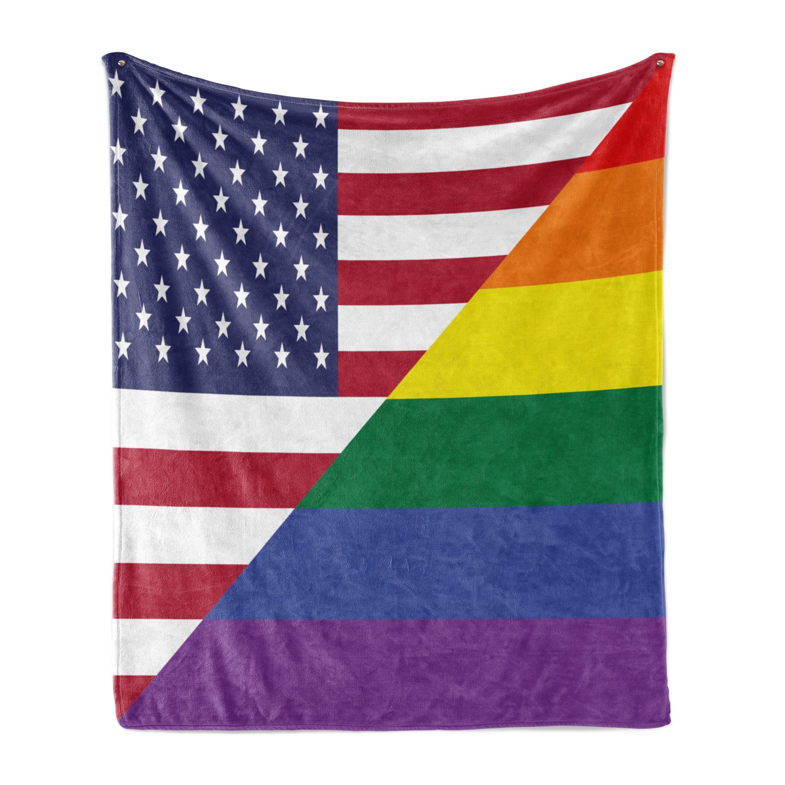 Wohndecke Gemütlicher Plüsch für den Innen- und Außenbereich, Abakuhaus, Stolz Flagge USA Regenbogen-Farben