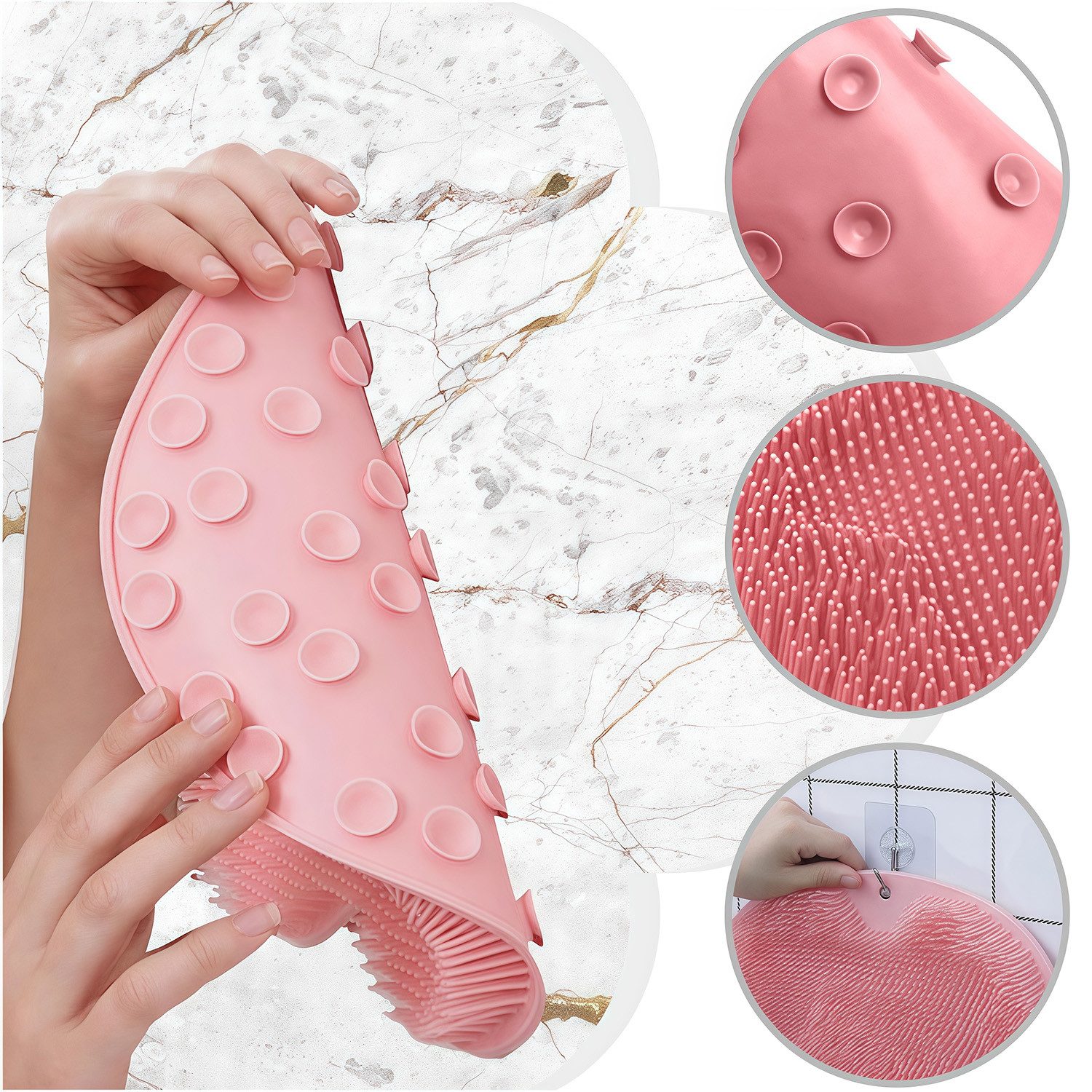 MOPUEA Badebürste Fußwaschbürste Duschmatte starke Adsorption Massage+Peeling Reinigung