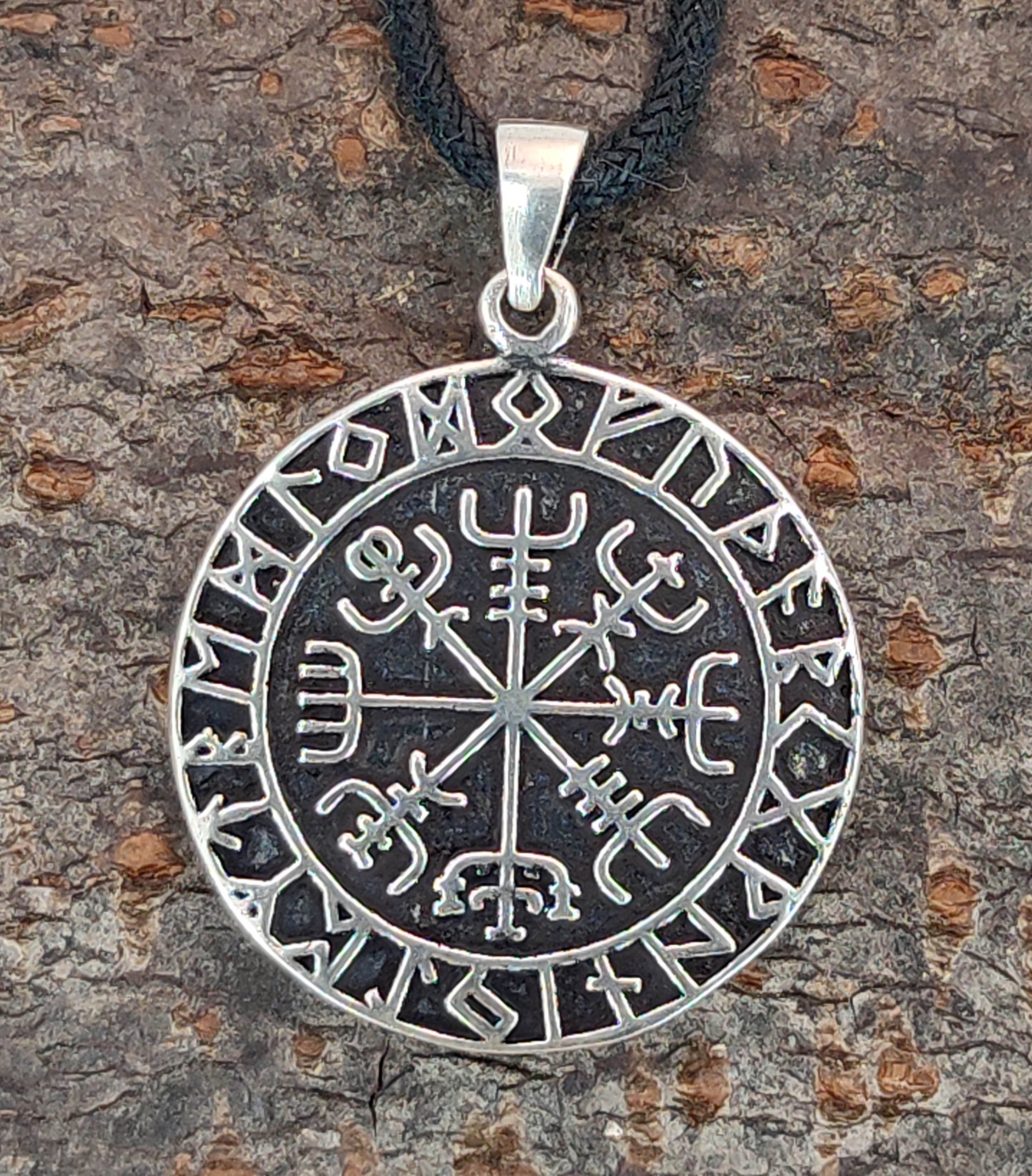 Kiss of Leather Kettenanhänger Wikingerkompass Anhänger Silber Vegvisir Run günstig online kaufen