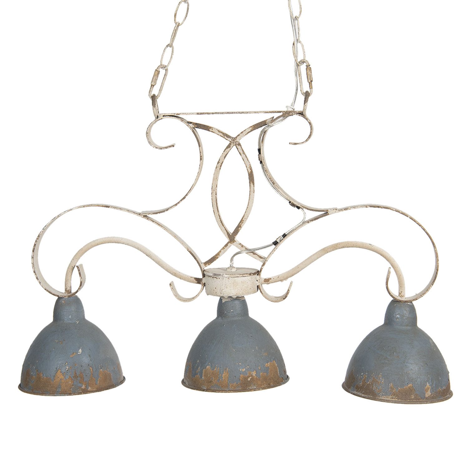 Clayre & Eef Hängeleuchte Pendelleuchte Vintage Metall creme grau 3-flammig Ø E27 60x15x42 cm