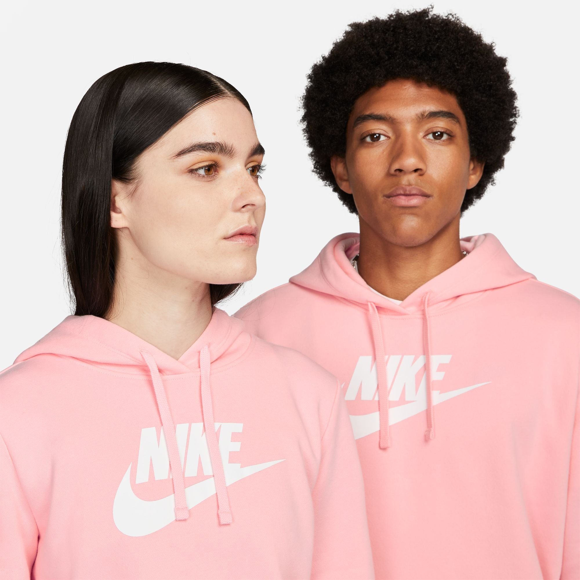 PINK/WHITE Pullover Club SOFT MED Fleece Kapuzensweatshirt Sportswear Hoodie Nike Women's Logo
