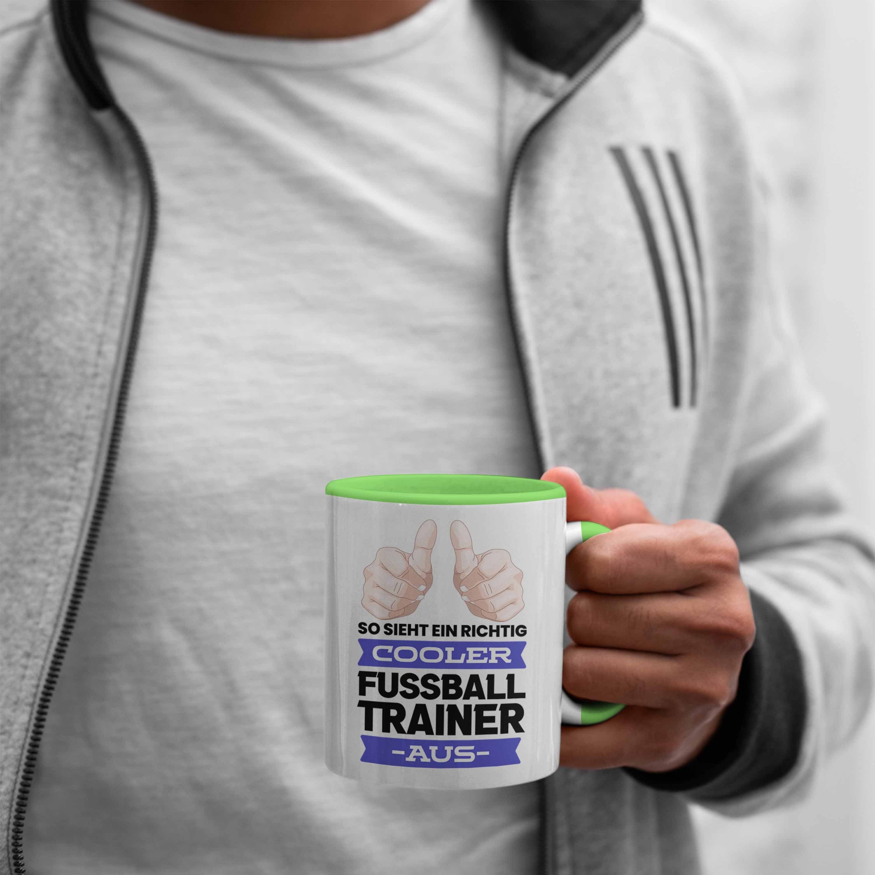 Geschenk Spruch Weihnachten Geschenkidee Grün Bester Trendation Danke Geburtstag Trendation Tasse Fussballtrainer Coach - Tasse Fußball