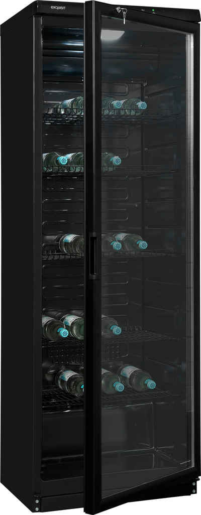 exquisit Getränkekühlschrank GKS350-1-GT-280D schwarz, 173 cm hoch, 60 cm breit, 320 L Volumen, Getränkekühlschrank mit Glastür, LED